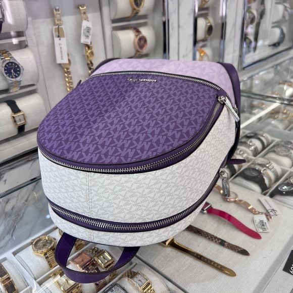 MICHAEL KORS Rhea Medium Color-Block Signature Logo Backpack - Picture 7 of 12